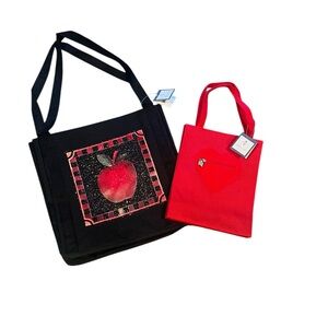 NWT Gregg Gift Co. Beth Yarbrough Big Apple & Small Red Tote Lot of 2 Everyday